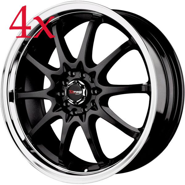 Drag wheels dr-9 18x7 4x100 4x114.3 gloss black rims altima centra neon prius xa