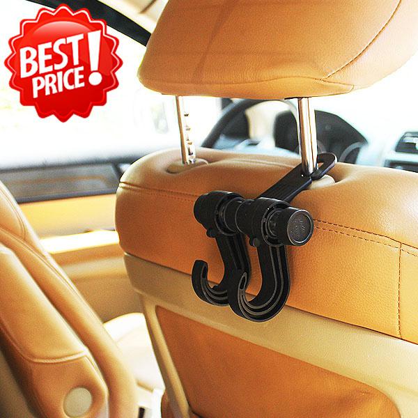 Easy double hook hanger in car - bags clothes stuff organizer black aa12