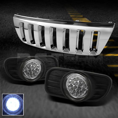 99-04 grand cherokee full led fog lights w/switch+vertical chrome sport grille