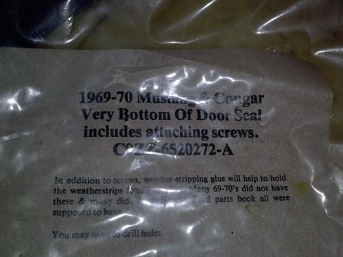  ford 1969-1970 mustang,cougar  door seals.