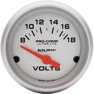 Autometer 2in. voltmeter; 8-18 volts sse; ultra-lite