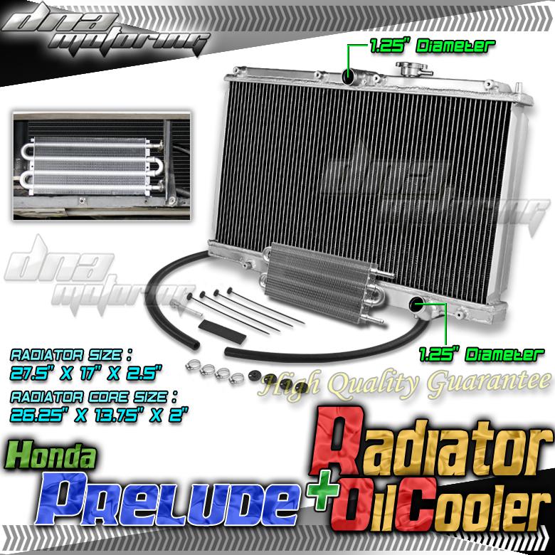 97-01 prelude bb6/accord cd/cl h22 mt 2-row full aluminum radiator+oil cooler