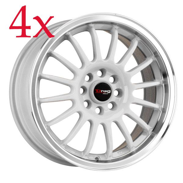 Drag wheels dr-41 15x7 4x100 et40 white rims civic integra miata yaris cooper xb