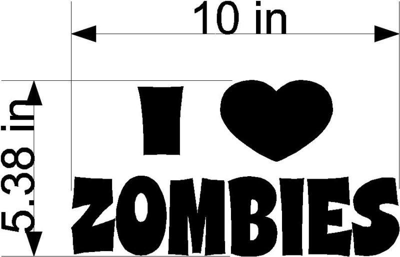 10in decal sticker i love zombies window wall art bumper label white hearth