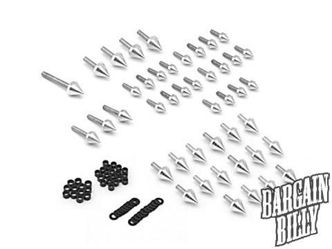 Motorcycle spike fairing bolts 1999-2000 honda cbr600 new silver spiked bolt kit