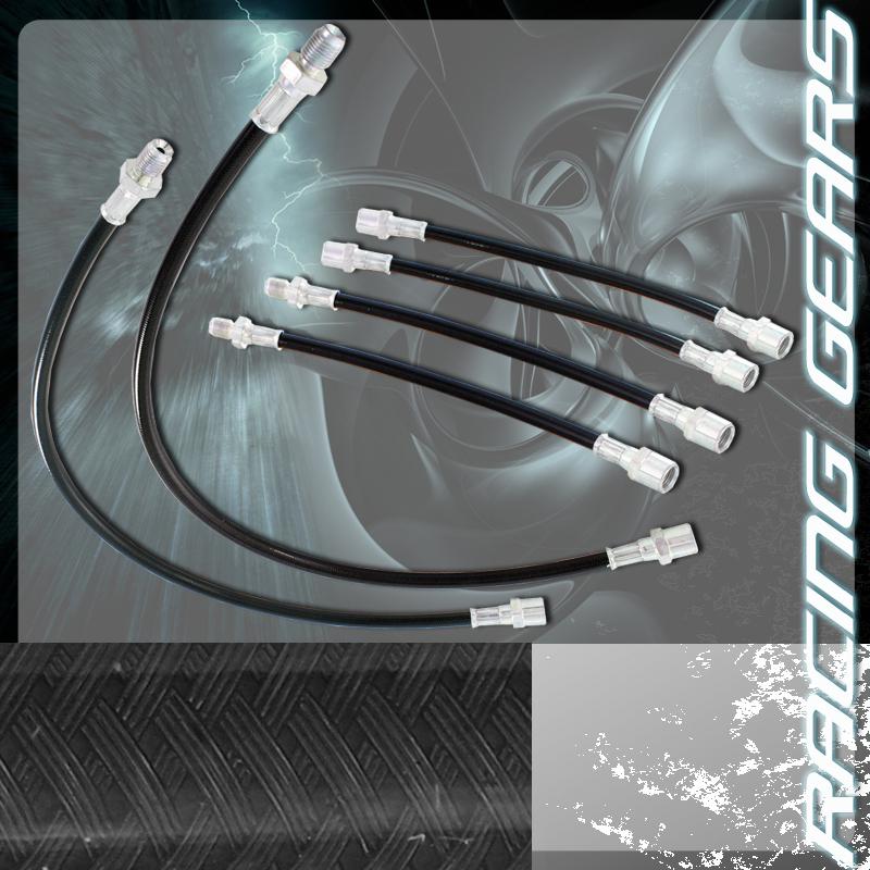 Bmw e32 e34 e36 3 5 7 series black front + rear stainless steel hose brake lines