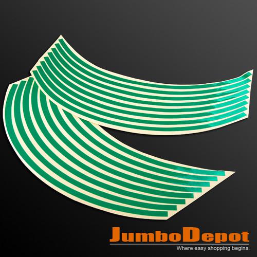 Green reflective 16"-18" wheel rim stripe tape decorative sticker motorcycle