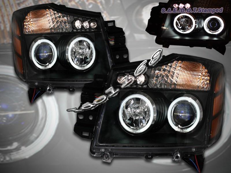 2004 2005 2006 2007 nissan titan armada projector headlights ccfl led black