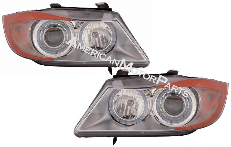 Depo pair euro chrome projector halo headlights 06-08 bmw 3-series 323, 325, 330