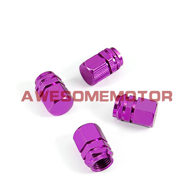 Hot alloy purple tire rim wheel valve stems caps for universal car motocycle x 4