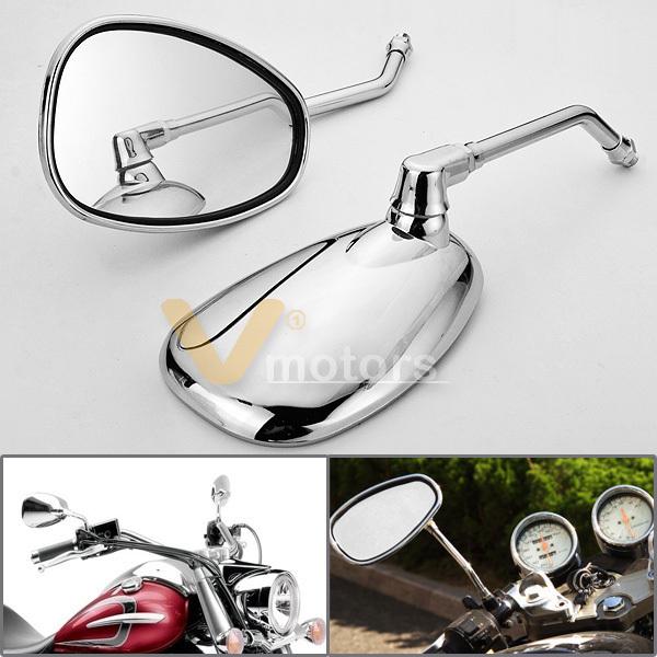 2x chrome aluminum oval rearview side mirrors for cruiser chopper touring