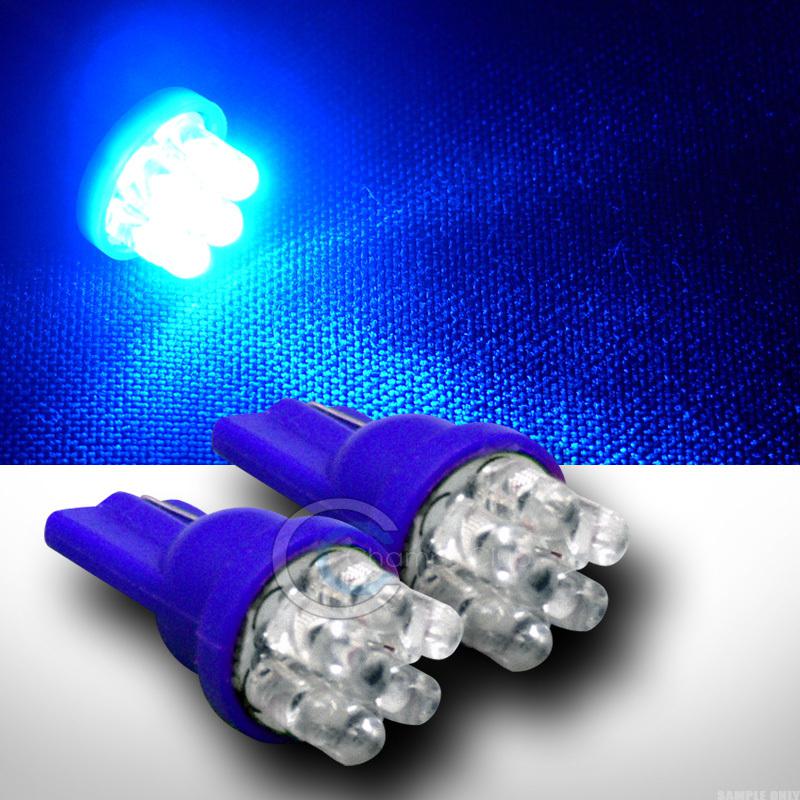 2pc xenon blue t10 wedge 7x led door/trunk/running light lamp bulbs pair dc 12v