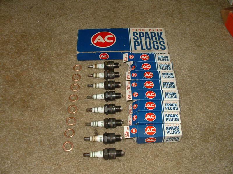 64 65 pontiac gto 389 1x4 3x2 nos set ac green fire ring 45s spark plugs 5612371