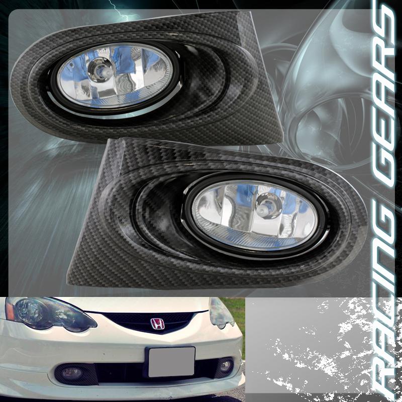 2002-2004 acura rsx painted carbon fiber clear lens front bumper fog light lamp