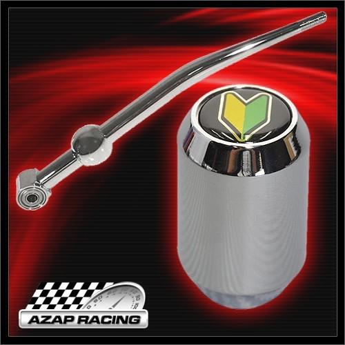 Jdm sty chrome short shifter + wakaba badge chrome shift knob for honda & acura