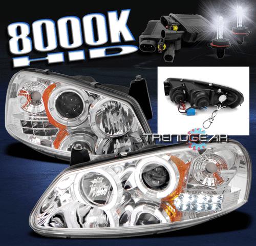 01-03 chrysler sebring dodge stratus 4dr halo led projector headlights+hid 8000k