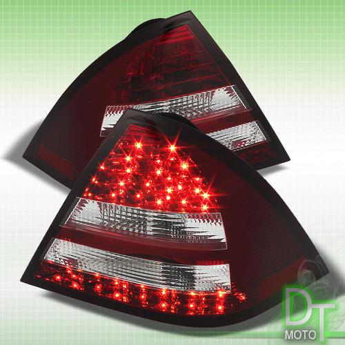 05-07 benz 4dr w203 c-class philips-led perform red clear tail lights lamps l+r