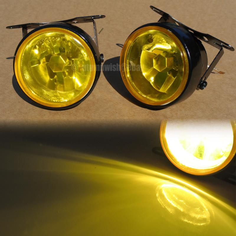 Universal 3.5" round yellow bumper driving fog light lamp + switch & harnes