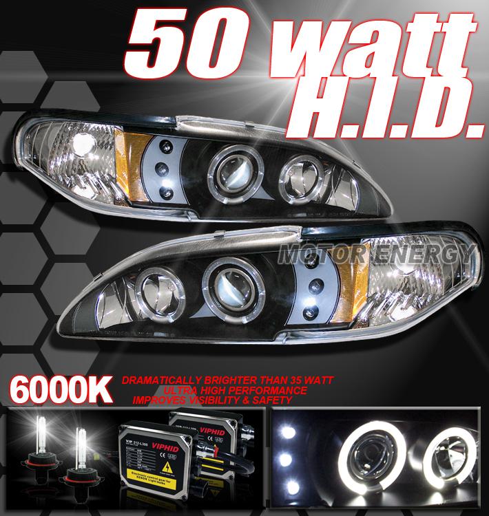 94-98 mustang halo projector headlight+50w xenon hid 97