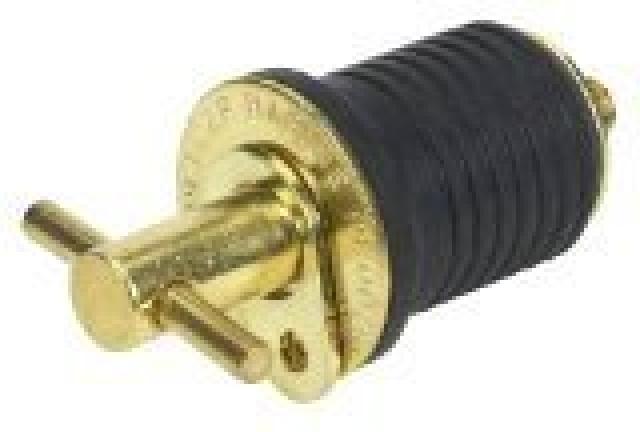 Moeller heavy duty 1" boat drain / bail twist plug w/ attachment tab brass new