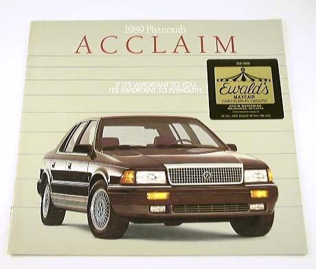 1989 89 plymouth acclaim brochure deluxe premium le lx