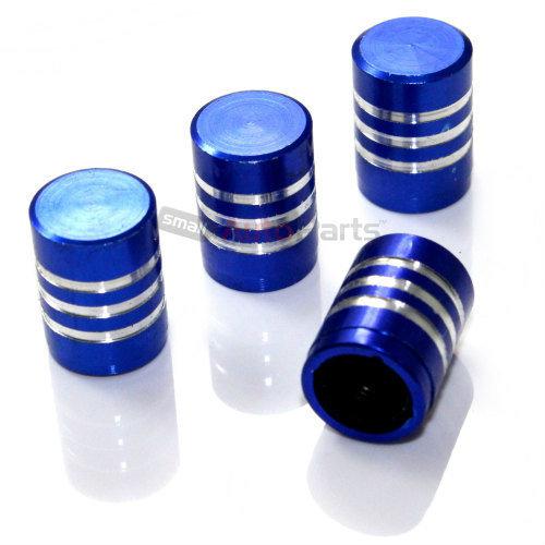 4 blue billet aluminum tire/wheel air pressure stem valve caps for car-truck-suv