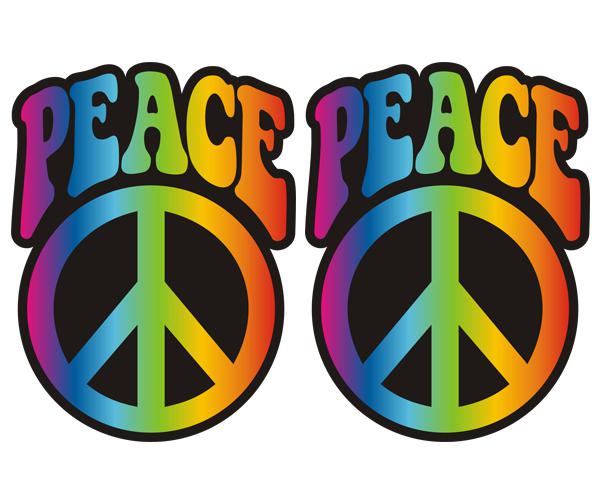 Tye dye peace decal set 4"x3" hippie hippy rainbow symbol sticker p2 zu1