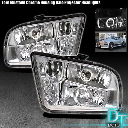 05-09 ford mustang dual halo projector clear headlights lamps lights left+right