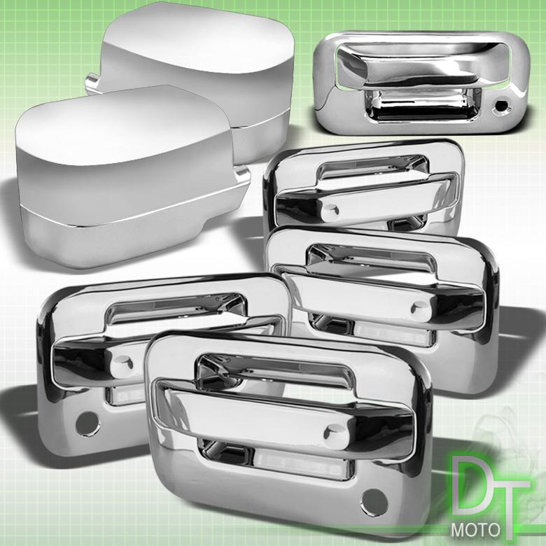 Combo 04-08 ford f150 4dr chrome mirror+tailgate tail gate+door handle cover