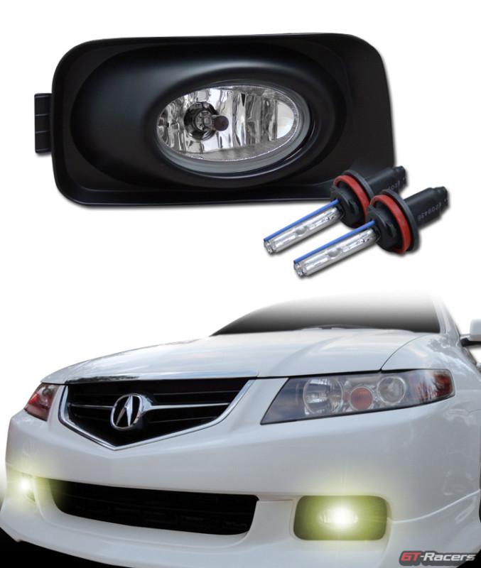 3k hid xenon w/ sport clear lens front bumper fog lights+switch 03-06 acura tsx