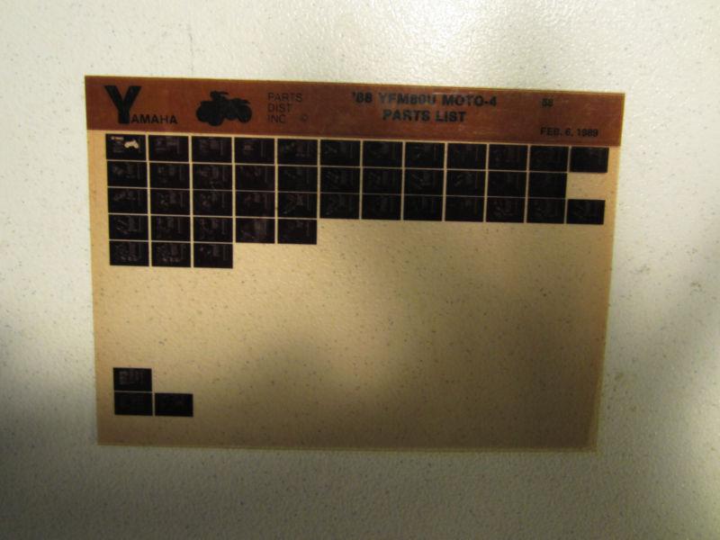 1988 yamaha atv yfm80u moto 4 microfiche parts catalog yfm 80 u