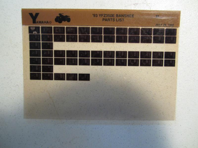 1993 yamaha atv yfz350e banshee microfiche parts catalog yfz 350 e 