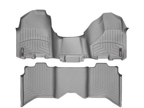 Weathertech custom fit gray floor liner set 2014 silverado sierra 1500 crew cab