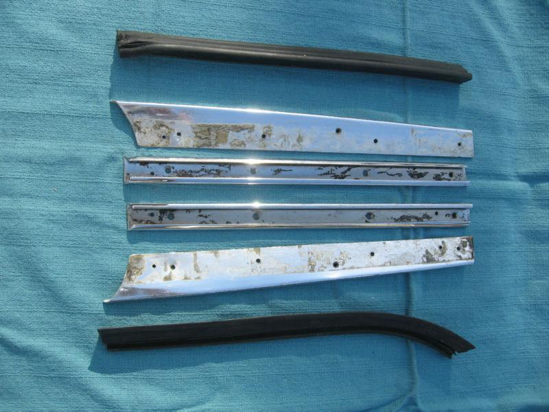 Mercedes benz 190 sl windshield post chrome garnish trim left & right and rubber