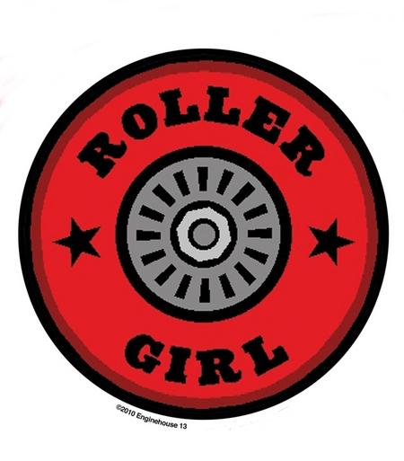 Rollergirl helmet roller derby girl sticker/vinyl car decal enginehouse 13