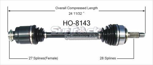 Surtrack perf axles ho-8143 cv half-shaft assembly-new cv axle shaft