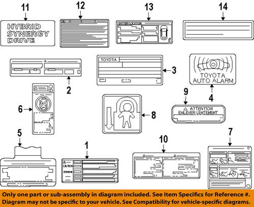 Toyota oem 112980v030 labels-emission label