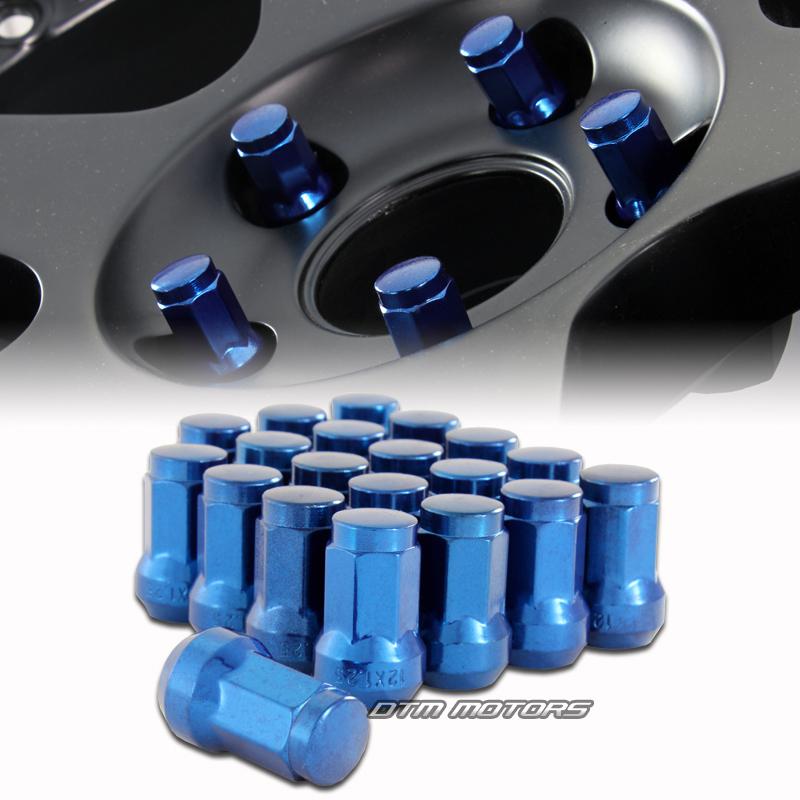 M12 x 1.25mm thread pitch 1.3" long wheel rims acorn lug nuts - 20pc blue