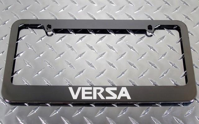 1 brand new nissan versa gunmetal license plate frame +screw caps