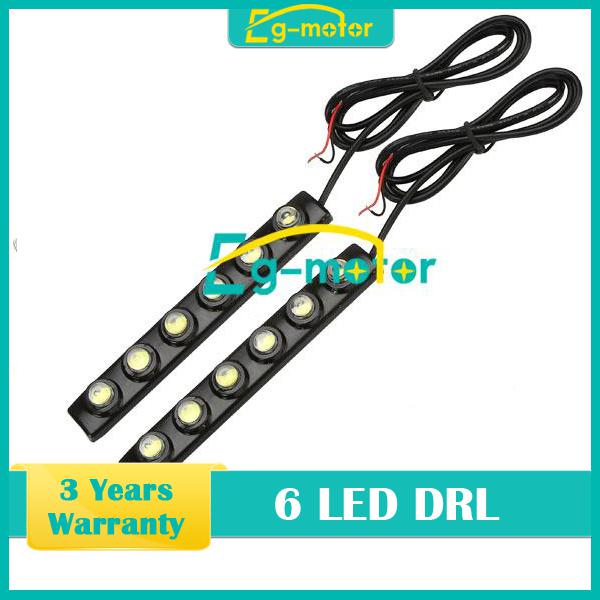 2x 6-led high power diy daytime running light drl daylight head lamp car dc12v