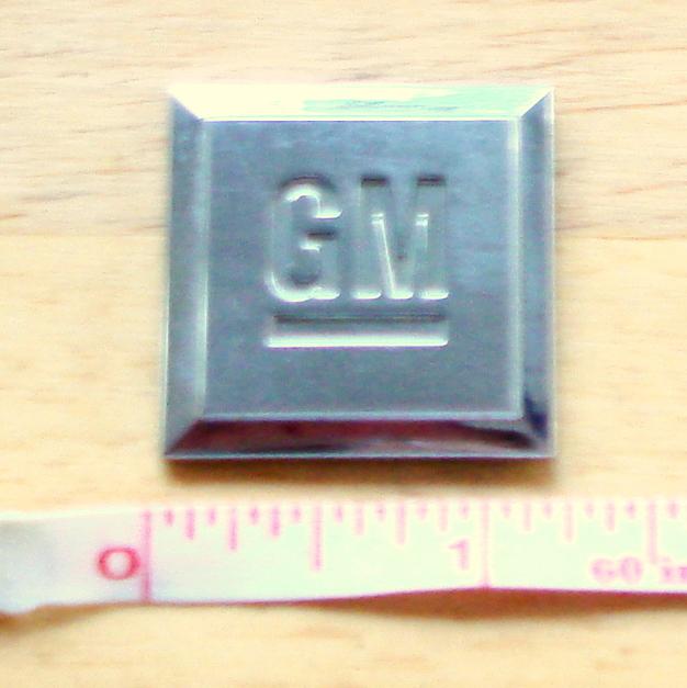 Gm 1" x 1" square chrome emblem oem