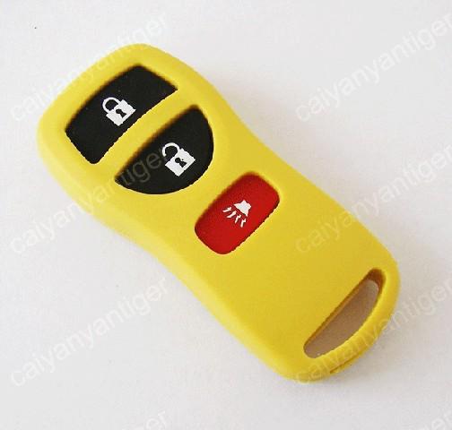 Yellow blank remote key keyless replacement case shell fob & 3 button for nissan