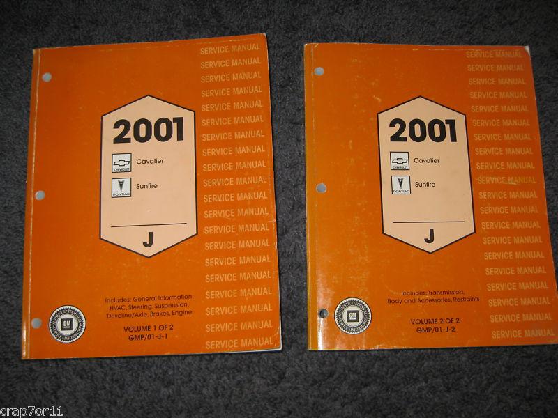 2001 chevrolet cavalier pontiac sunfire gm factory repair service 2  manual set