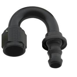 218006bl fragola -6an black push lock 180 degree bend race hose ends