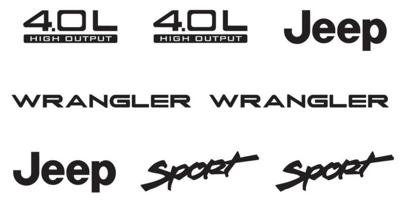 Set of jeep wrangler sport refresh vinyl stickers decals yj tj 4.0l 4.0 l