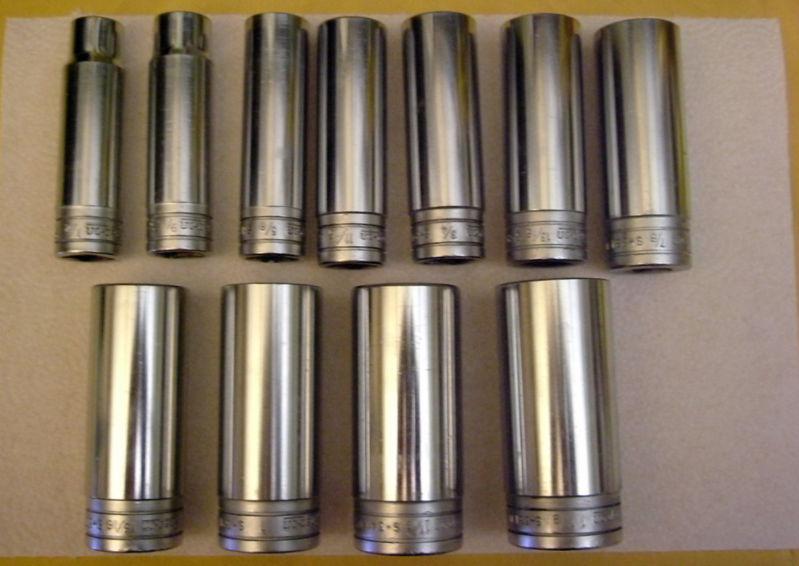 Vintage snap/on 1/2 in. drive deepwell 12 point socket set 1/2in. to 1 1/8 in. 