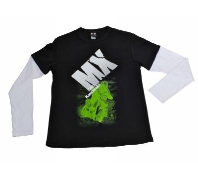 New kawasaki youth kids twofer layered shirt small  k2292002bksm