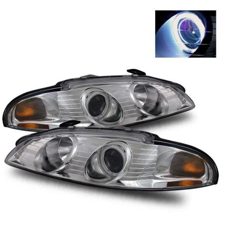 97-99 mitsubishi eclipse ccfl angel eye halo clear chrome projector headlights