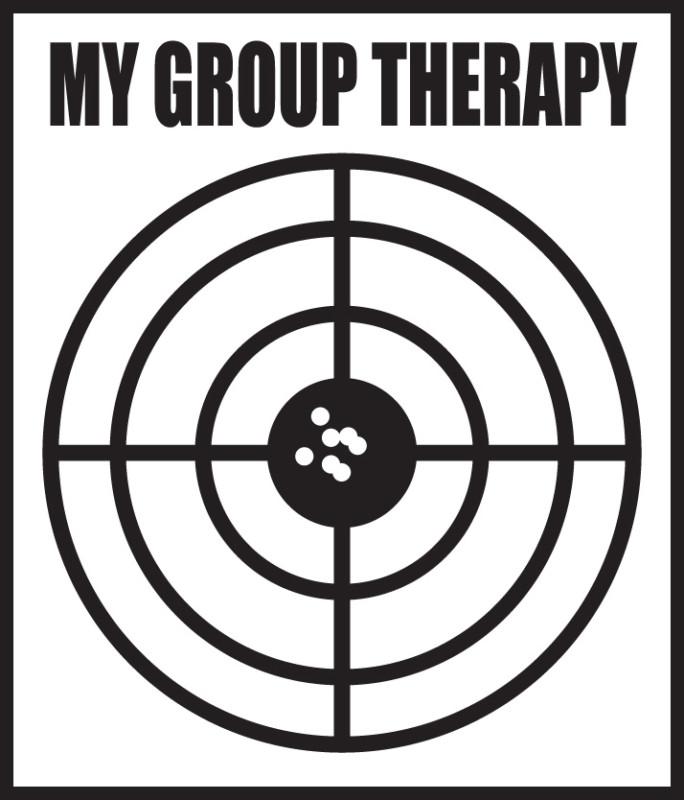 My group therapy white vinyl sticker 4 1/2 x 4 decal guns 9mm 45