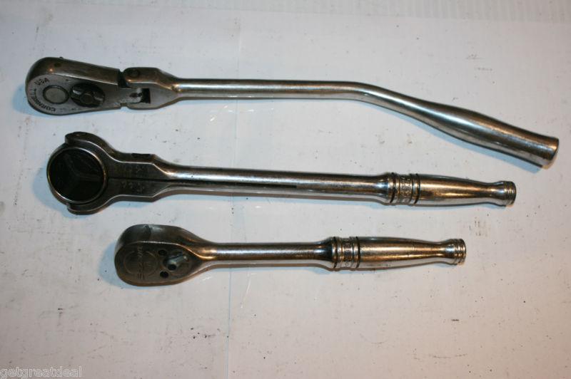 Snap-on tools 3/8"dr round swivel head cornwell tools bent flex ratchet set